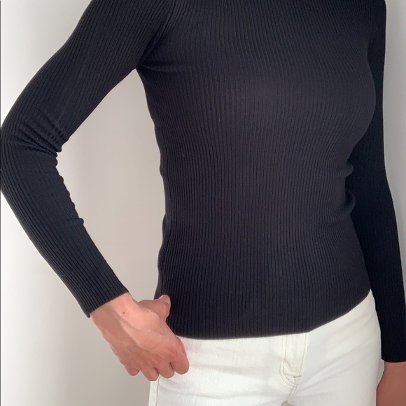 SOFT HIGH NECK SLIM FIT SWEATER TOP - BLACK - Picture 14 of 14